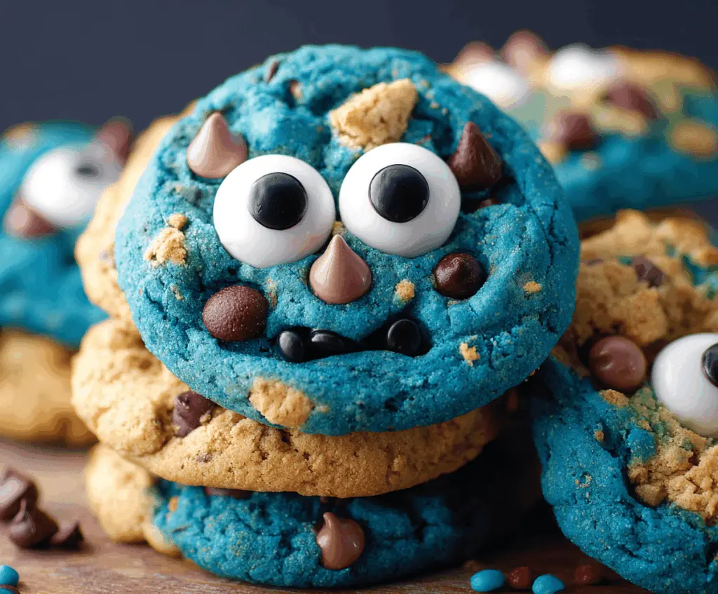Delicious homemade Monster Cookies with colorful candy sprinkles and chocolate chips on a baking sheet, perfect for satisfying sweet cravings