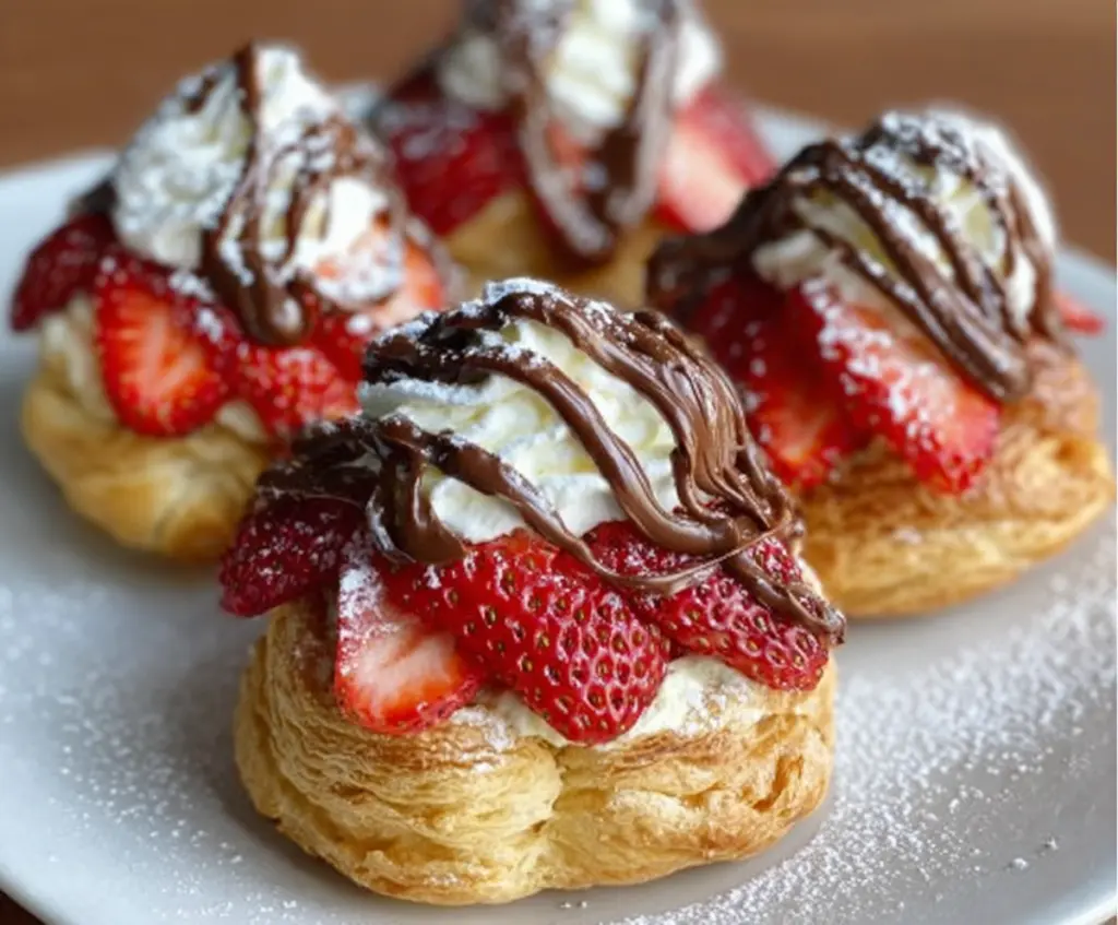 Delicious Nutella Strawberry Cream Puffs with fresh strawberries and creamy filling