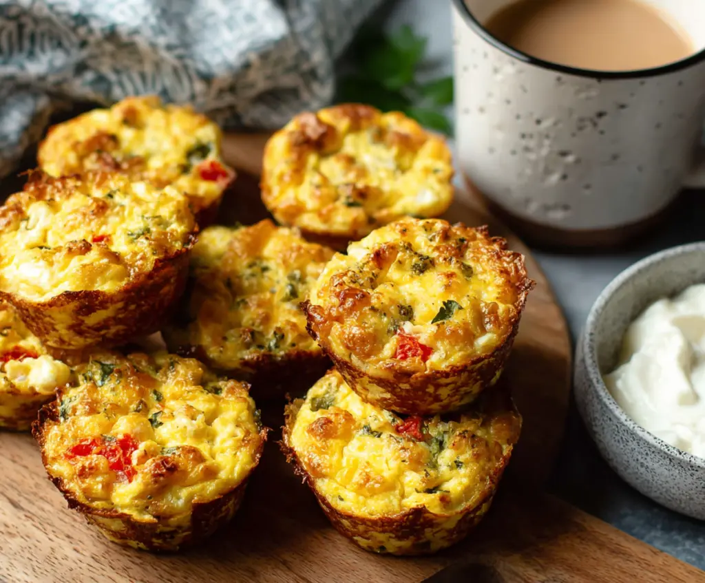 Healthy cottage cheese breakfast muffins with fresh herbs and whole wheat flour.