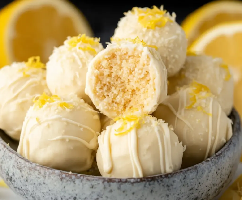 Delicious creamy lemon truffles with a smooth and zesty lemon flavor, perfect for dessert lovers.