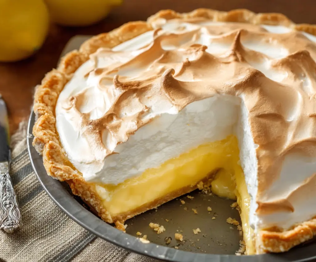 Delicious homemade Lemon Meringue Pie with golden crust and fluffy meringue topping.