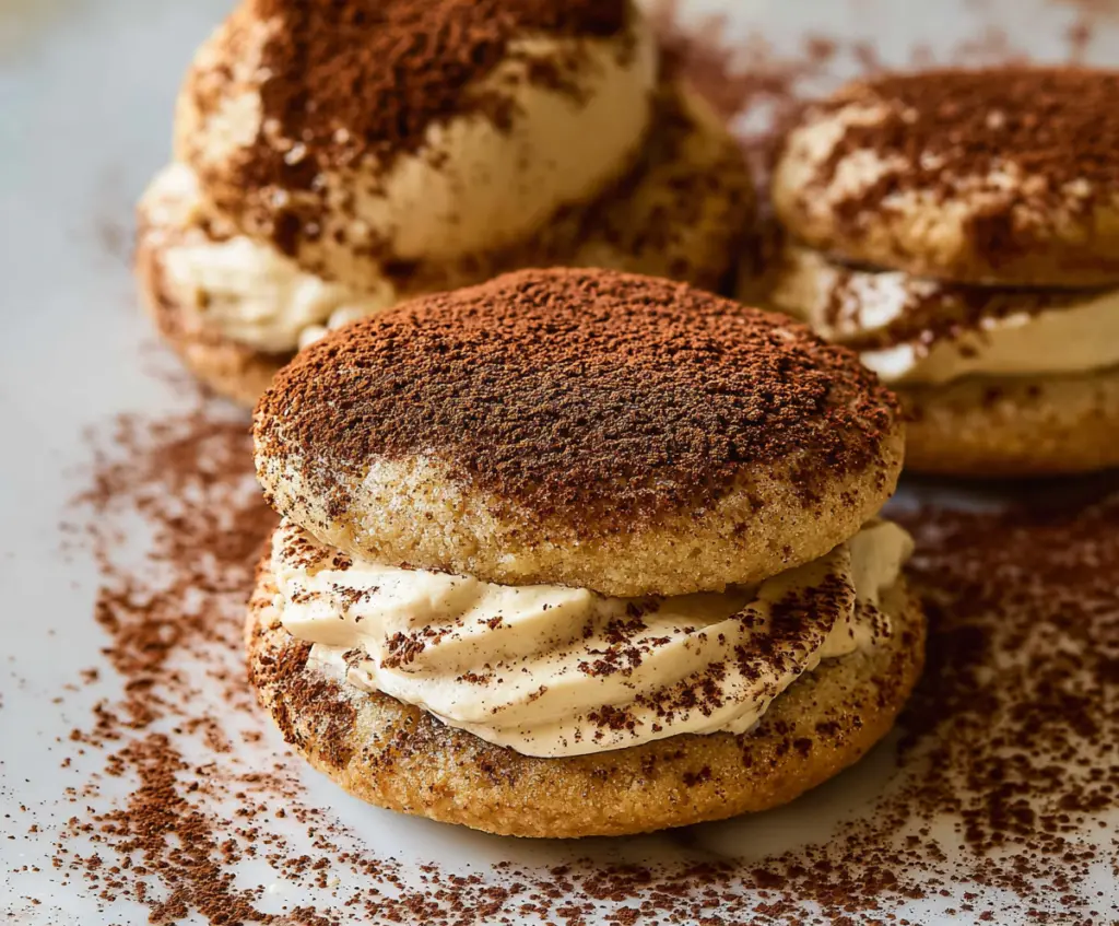 Delicious Tiramisu Cookies with coffee and cocoa powder topping